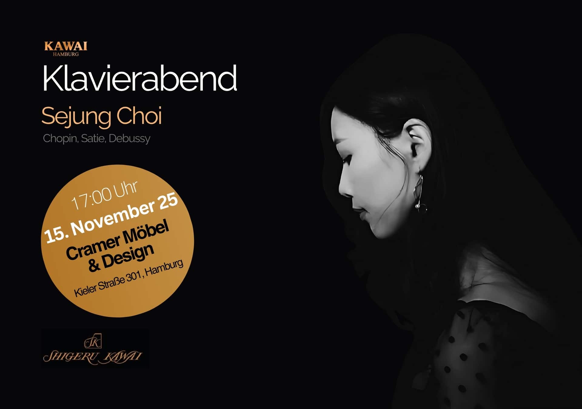 Konzert Sejung Choi auf dem Shigeru Kawai Flügel bei Cramer Design und Möbel